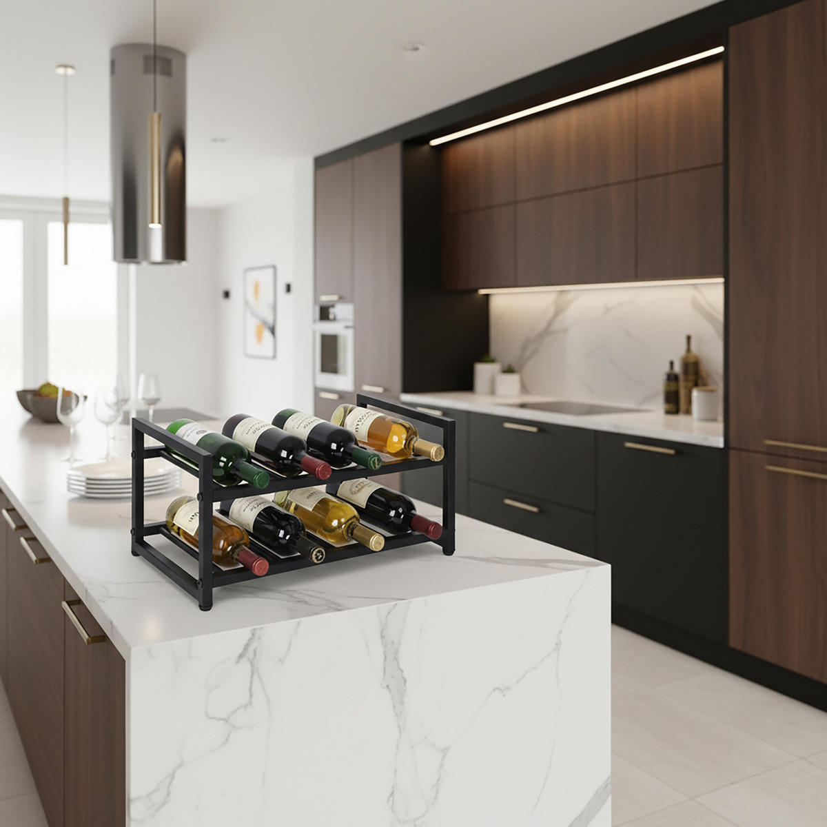 WEINREGAL - Schwarz, Metall (42.5/21.5/24.5cm) - Relaxdays