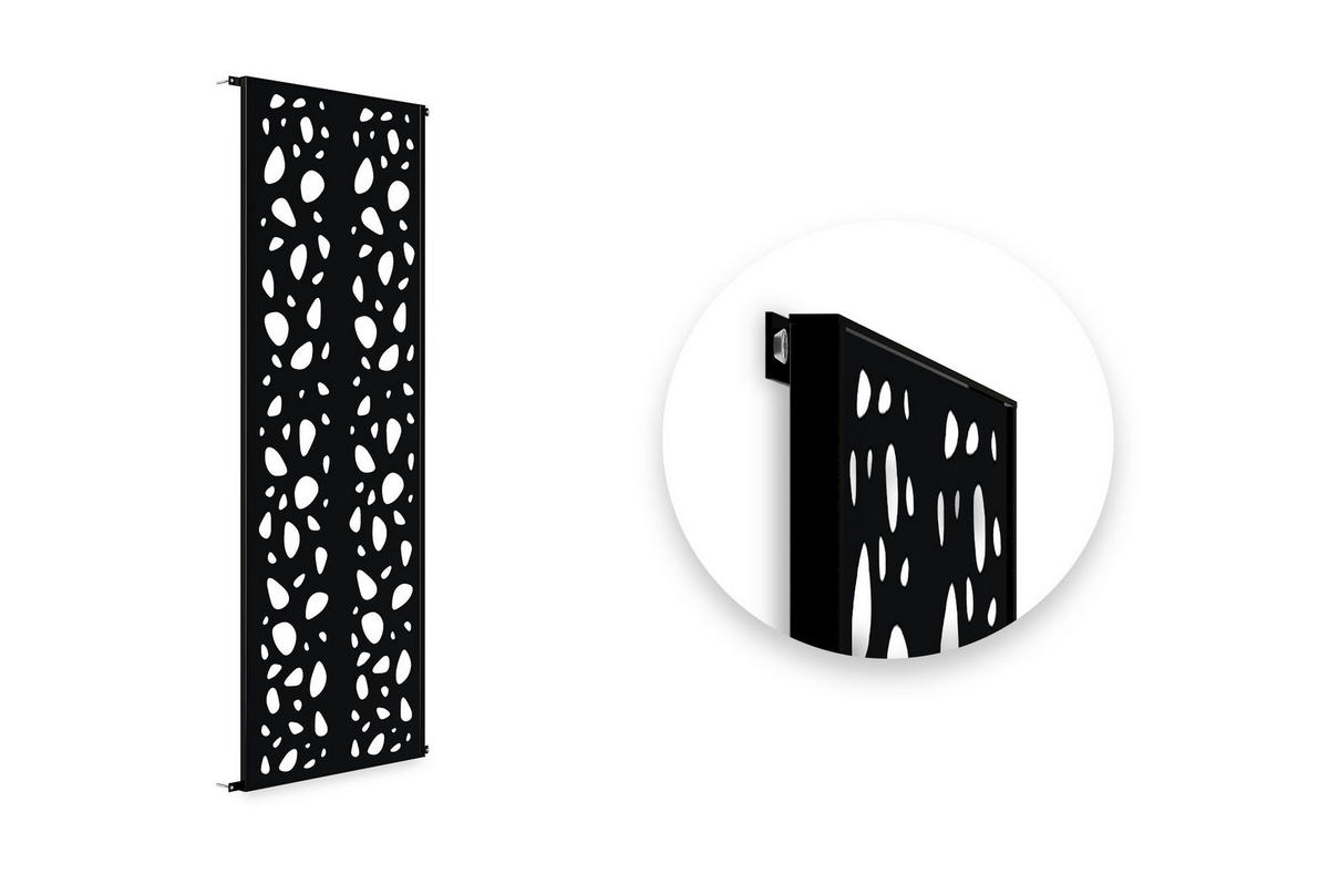 SICHTSCHUTZ PANEEL Sunny schwarz H.160cm mit Mustern an den Seiten - Schwarz, Metall (60/160cm) - Casanoov