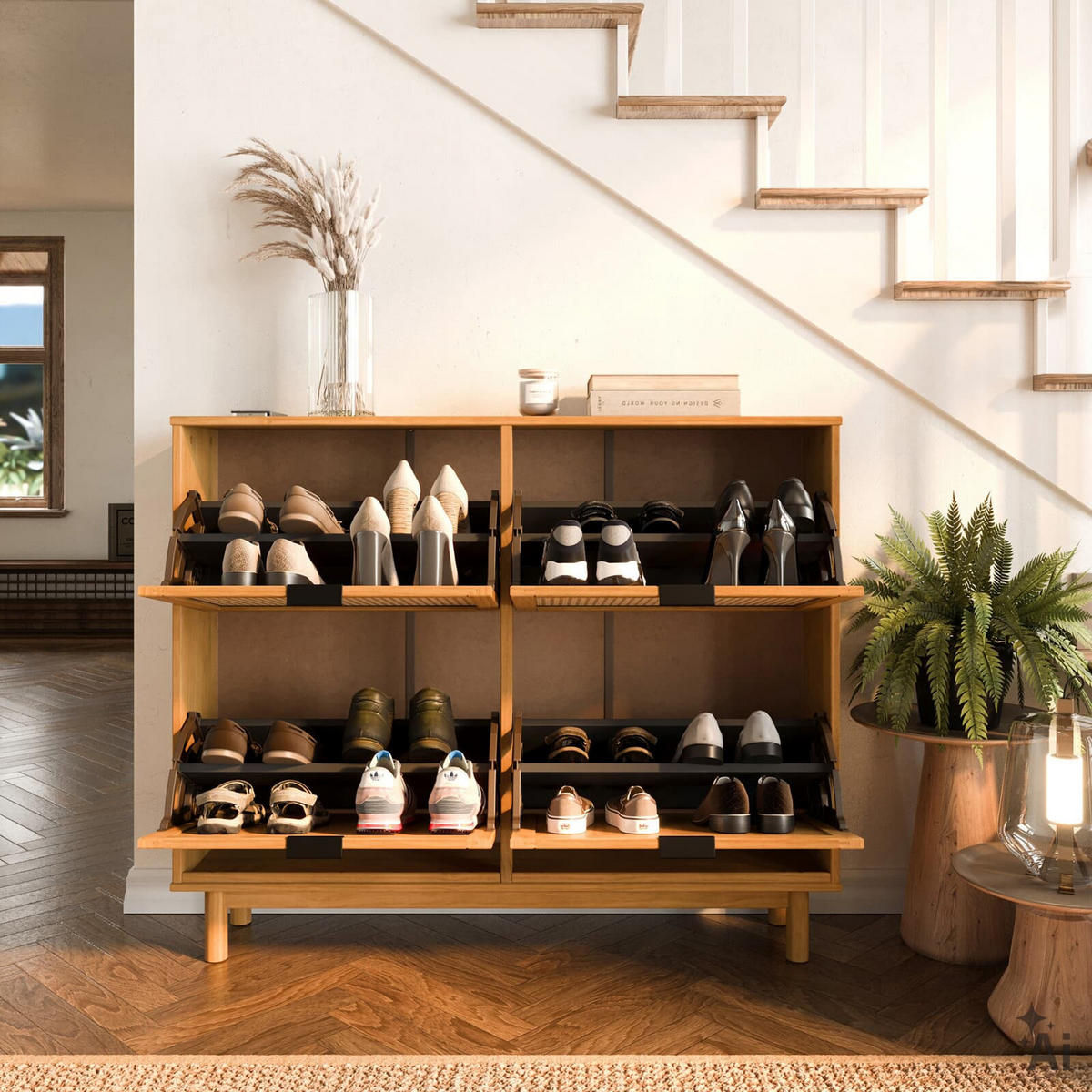 SCHUHKIPPER CEFIRA Eiche - Eichefarben, Holz (116/95/25cm) - IDIMEX