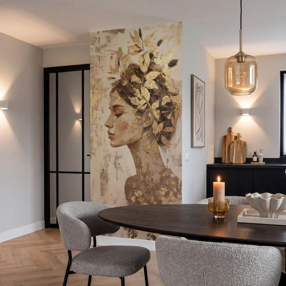 TAPETE - Frau - Gold - Abstrakt - Textur - 100x200 cm - Goldfarben, Papier (100/200cm) - OnlyWow