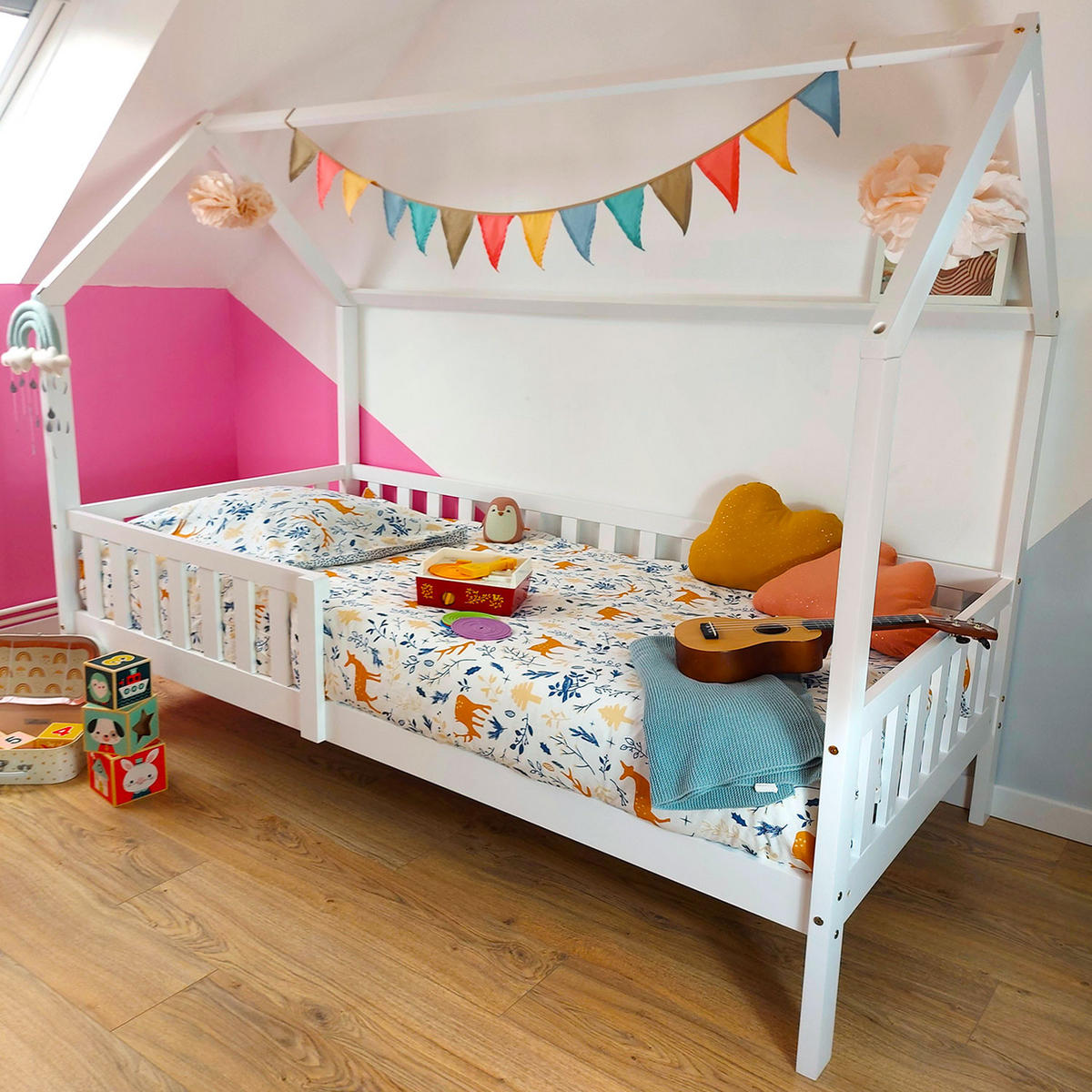 KINDERBETT Marceau Weiß 190/90 cm - Weiß, Holz - Happy Garden