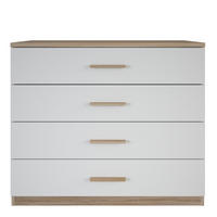 KOMMODE mit 4 Schubladen Holz- und Weißdekor L100 cm - Selena - Eichefarben/Weiß, Holzwerkstoff (41.6/84.7/100cm) - Calicosy