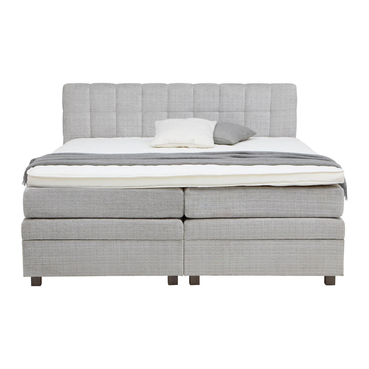 BOXSPRINGBETT Liam Hellgrau ca. 180 / 200 cm - Hellgrau, Holz - Mömax
