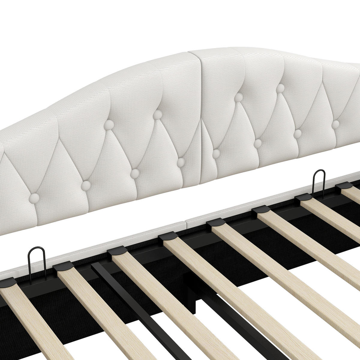 POLSTERBETT 140/200 mit LED, Stauraum und Leinenpolsterung in Beige - Beige, Holzwerkstoff/Textil (140/200cm) - EVRYAE
