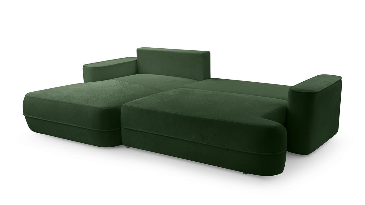 ECKCOUCH L Form Peoni Grün 267/168/87 cm mit Schlaffunktion L - Schwarz/Grün, Kunststoff/Textil (168/267cm) - AX Living
