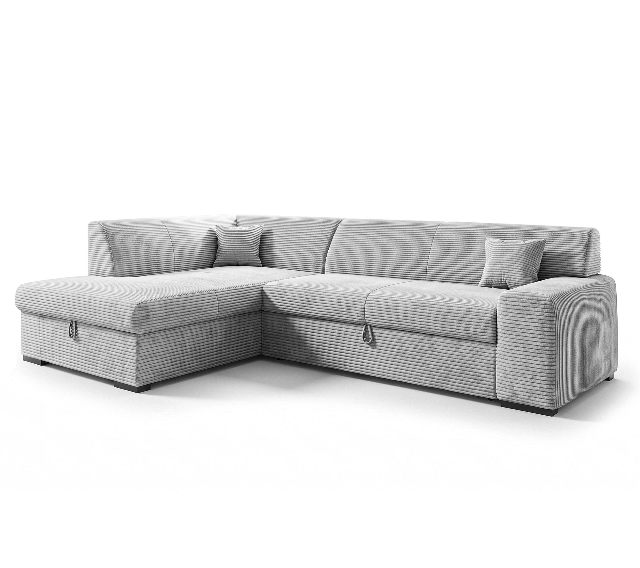 ECKSOFA L Form Minosa Hellgrau 260/175/71 cm Links mit Schlaffunktion - Hellgrau/Schwarz, Kunststoff/Textil (260/175cm) - AX Living