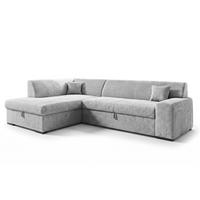 ECKSOFA L Form Minosa Hellgrau 260/175/71 cm Links mit Schlaffunktion - Hellgrau/Schwarz, Kunststoff/Textil (260/175cm) - AX Living