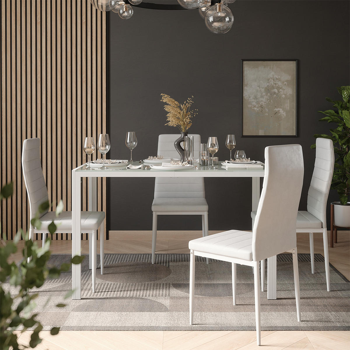 ESSTISCH Grand, Weiß/Weiß, 120 x 70 cm - Weiß, Glas (70/120/74.5cm) - Vicco