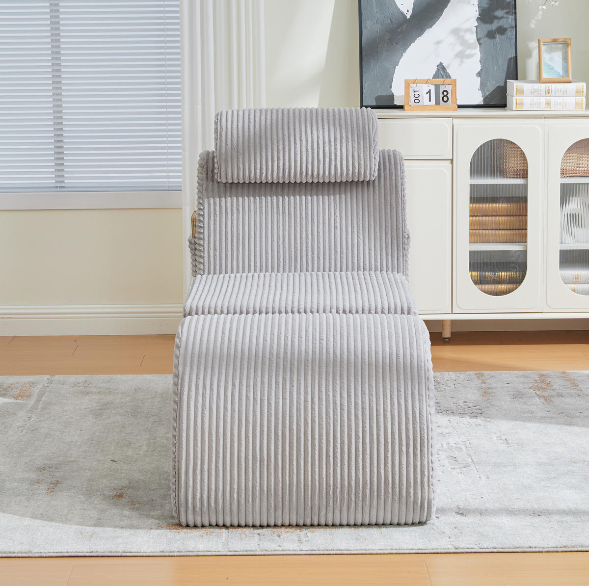 SESSEL ergonomisch 160 x 66 x 90 cm Corduroy Light Gray - Hellgrau, Kunststoff (66/90/160cm) - Beauniv