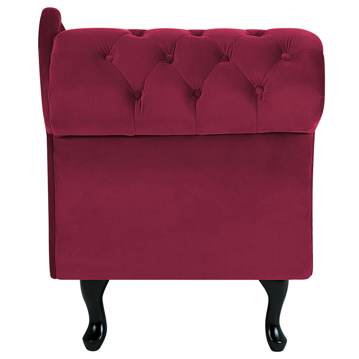 CHAISELONGUE Samtstoff burgunderrot linksseitig Nimes - Rot/Schwarz, Textil (170/79/61cm) - Beliani