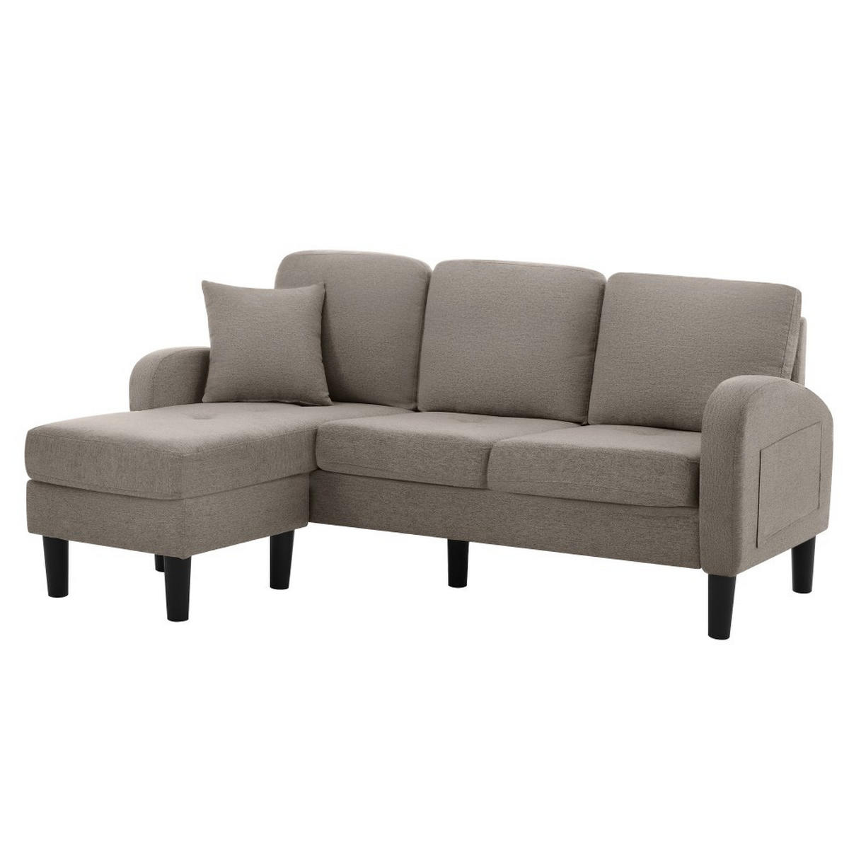 ECKSOFA 166 x 118 x 77 cm in Antikes Dunkelgrau mit Chaiselongue - Dunkelgrau, Kunststoff/Textil (118/185cm) - KOMHTOM