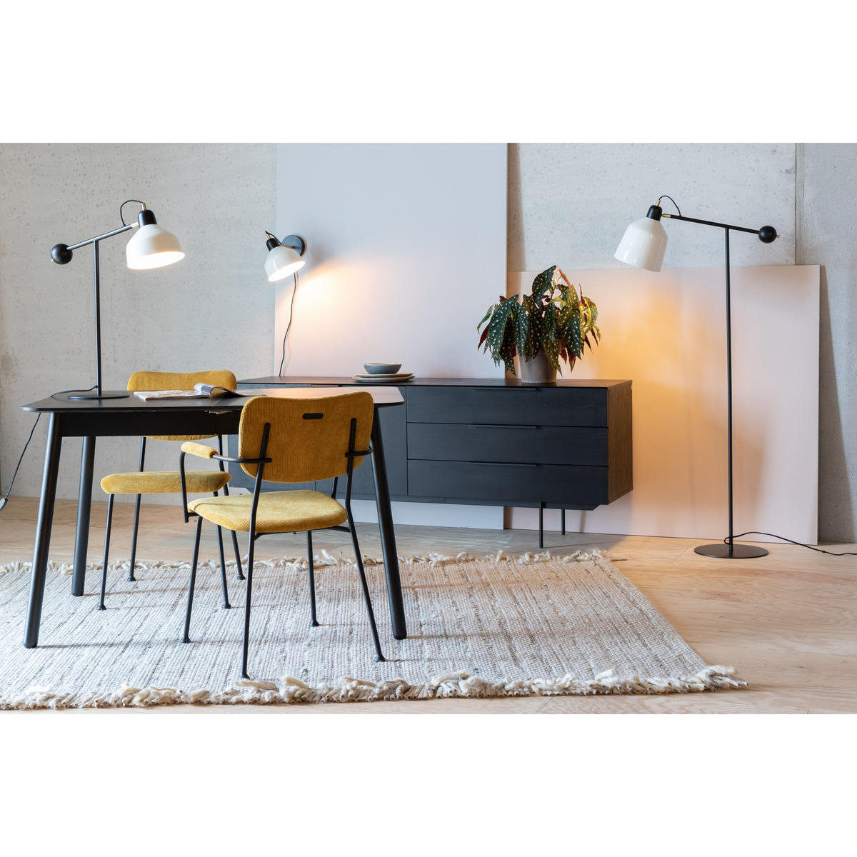 ESSZIMMERSTUHL Benson Ockergelb - 2 er Set - Gelb, Textil (47/81/56cm) - Zuiver