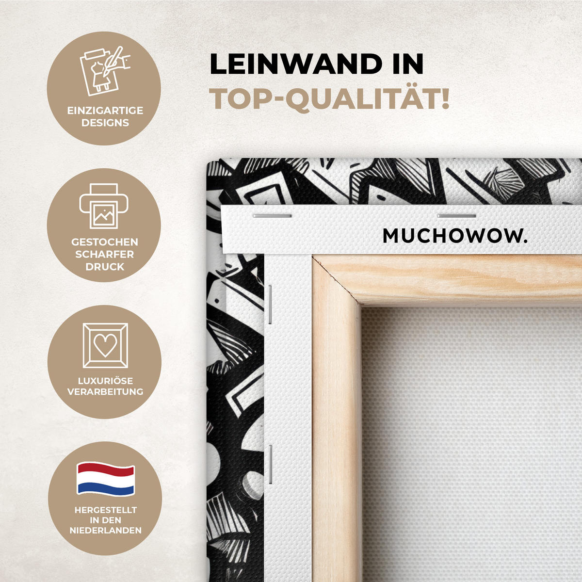 LEINWANDBILD Formen - Buchstaben - Graffiti - Schwarz Room Decor 30x40 cm - Schwarz, Textil (30/40cm) - MuchoWow