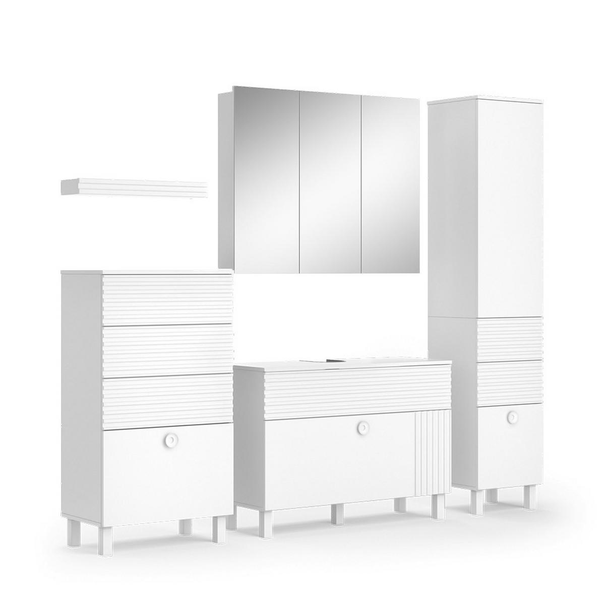 BADMÖBEL-SET Sola Weiß 4 Teile - Weiß, Holzwerkstoff (100/72/37cm) - Vicco