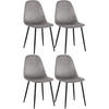 STUHL 4er Set Samt Grau - Schwarz/Grau, Textil/Metall (44/88/51cm) - CLP