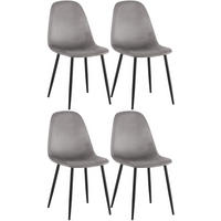 STUHL 4er Set Samt Grau - Schwarz/Grau, Textil/Metall (44/88/51cm) - CLP