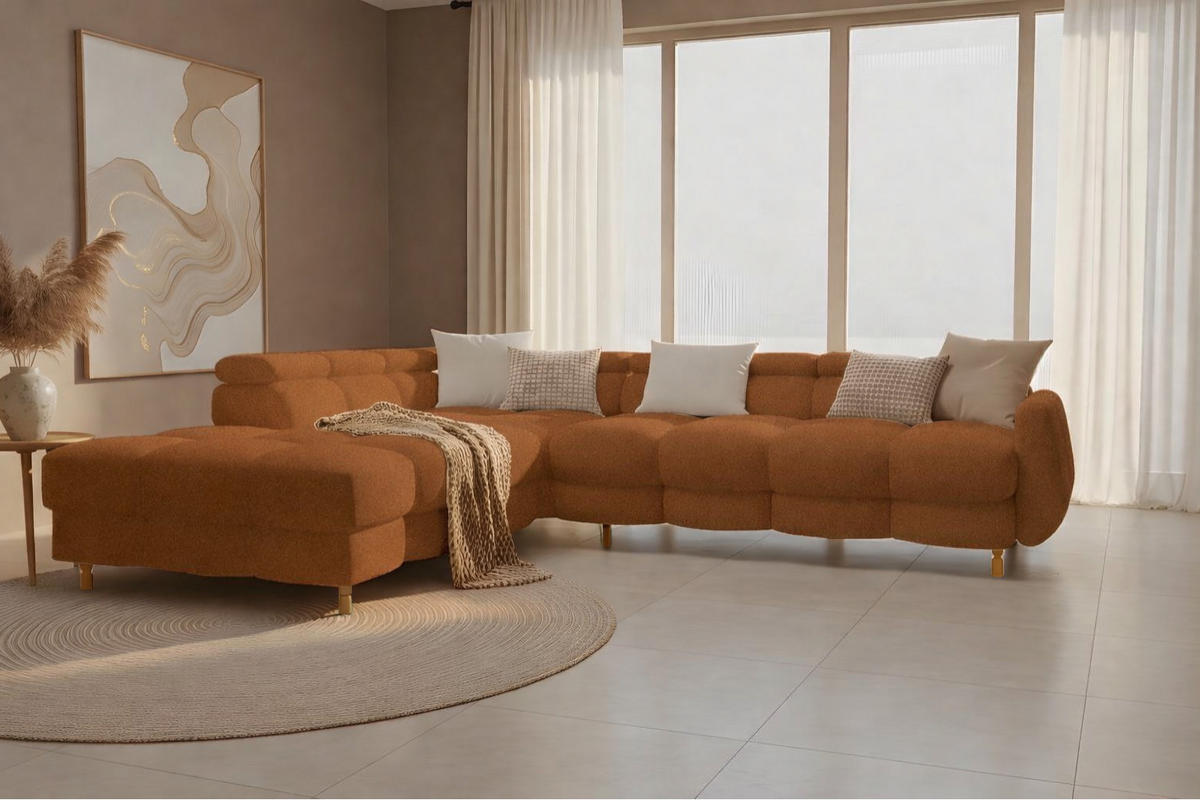 ECKSOFA - BUN - Dunkelorange - Arena 9 - Links - Dunkelorange, Holzwerkstoff (276/209cm) - Möblo