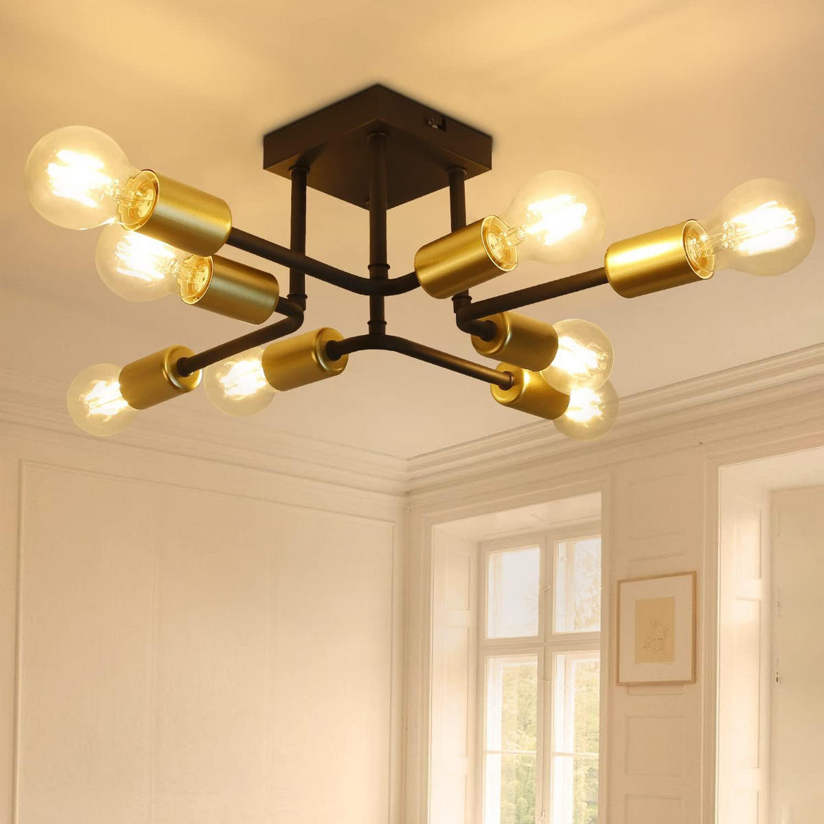 DECKENLEUCHTE Bryzane 48/16/48.5 cm - Schwarz, Metall (48.5/48/16cm) - ZMH