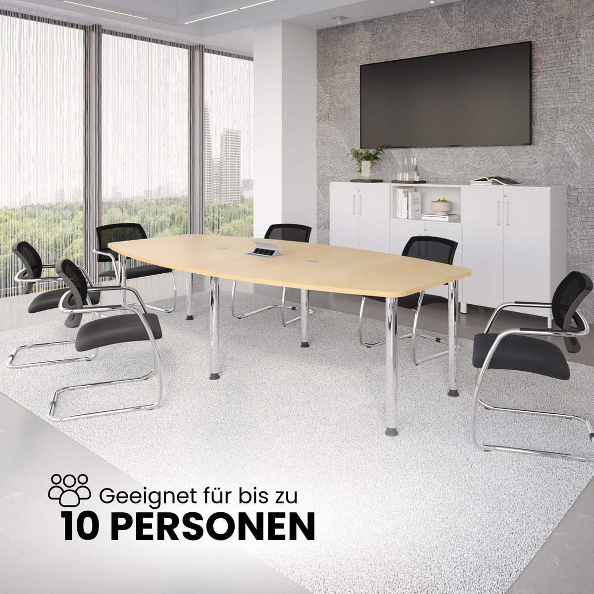 KONFERENZTISCH mittel KT28 130/280/74 cm in Nussbaumfarben/Füße in Silberfarben - Silberfarben/Nussbaumfarben, Holzwerkstoff (130/280/74cm) - bümö