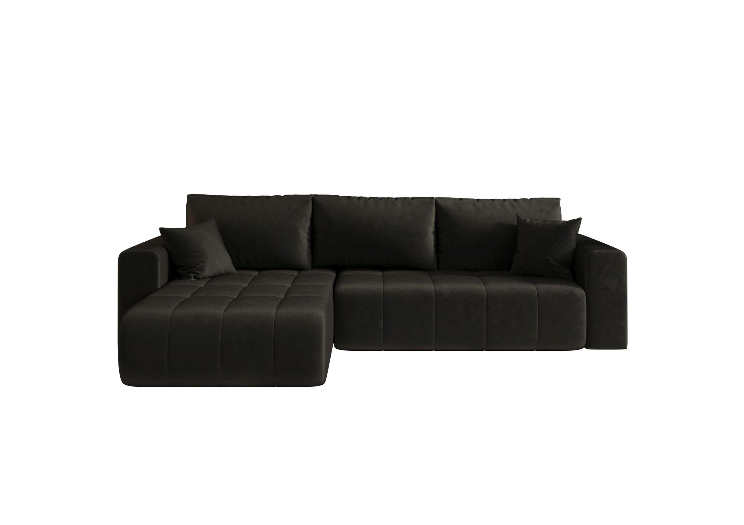 ECKSOFA mit Schlaffunktion MILO L Monolith 95 Links - Schwarz, Textil (280/175cm) - Bedante