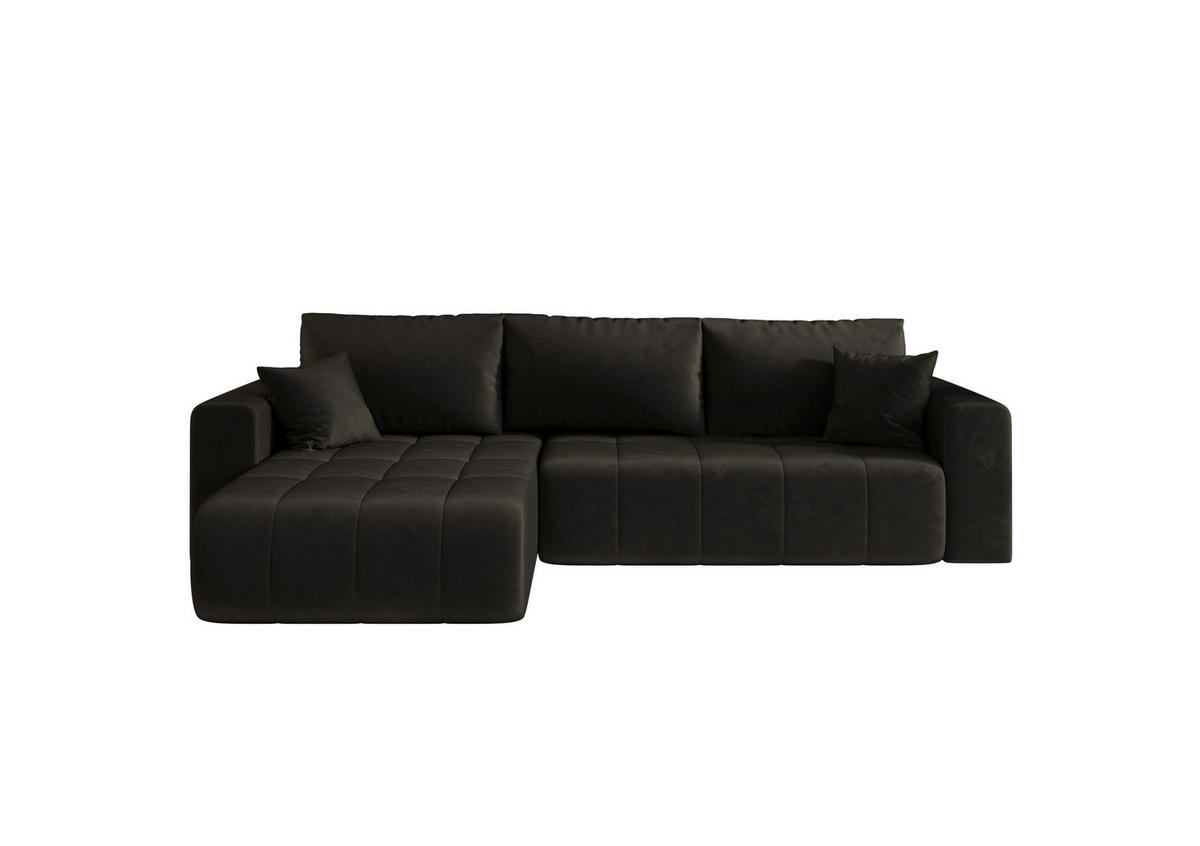 ECKSOFA mit Schlaffunktion MILO L Monolith 95 Links - Schwarz, Textil (280/175cm) - Bedante