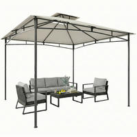 PAVILLON 3x3m Wasserabweisend Stabil Winterfest Gartenpavillon mit zurückziehbar Obenrahmen Doppeldach Cremeweiß - Creme, Textil (300/285/300cm)