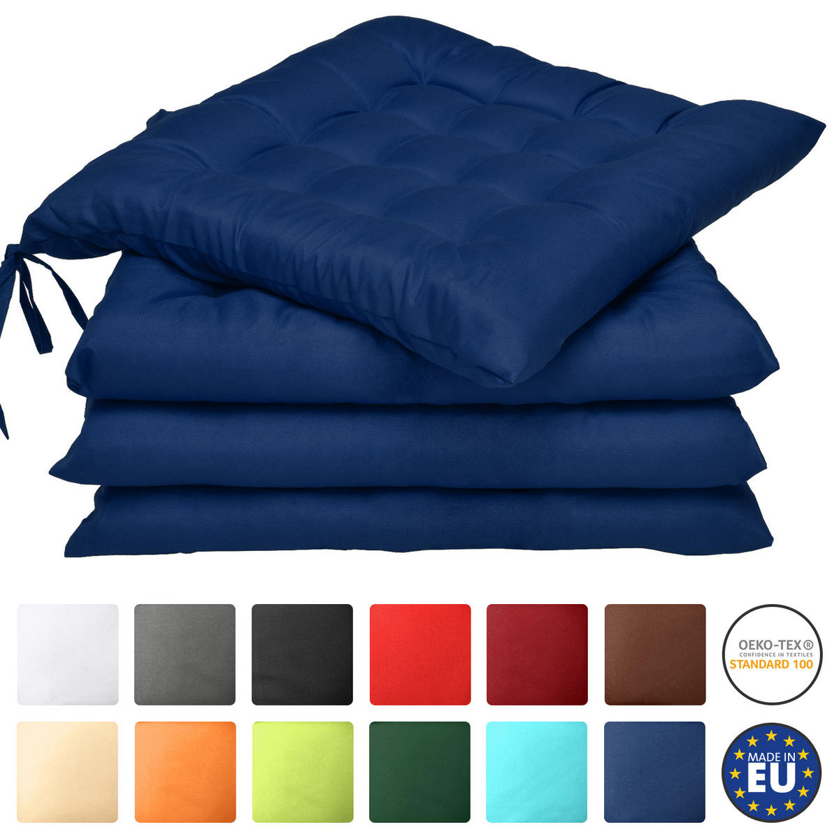 STUHLKISSEN Lea 40/40/5 cm Dunkelblau 4tlg - Dunkelblau, Textil (40/40cm) - Beautissu 
