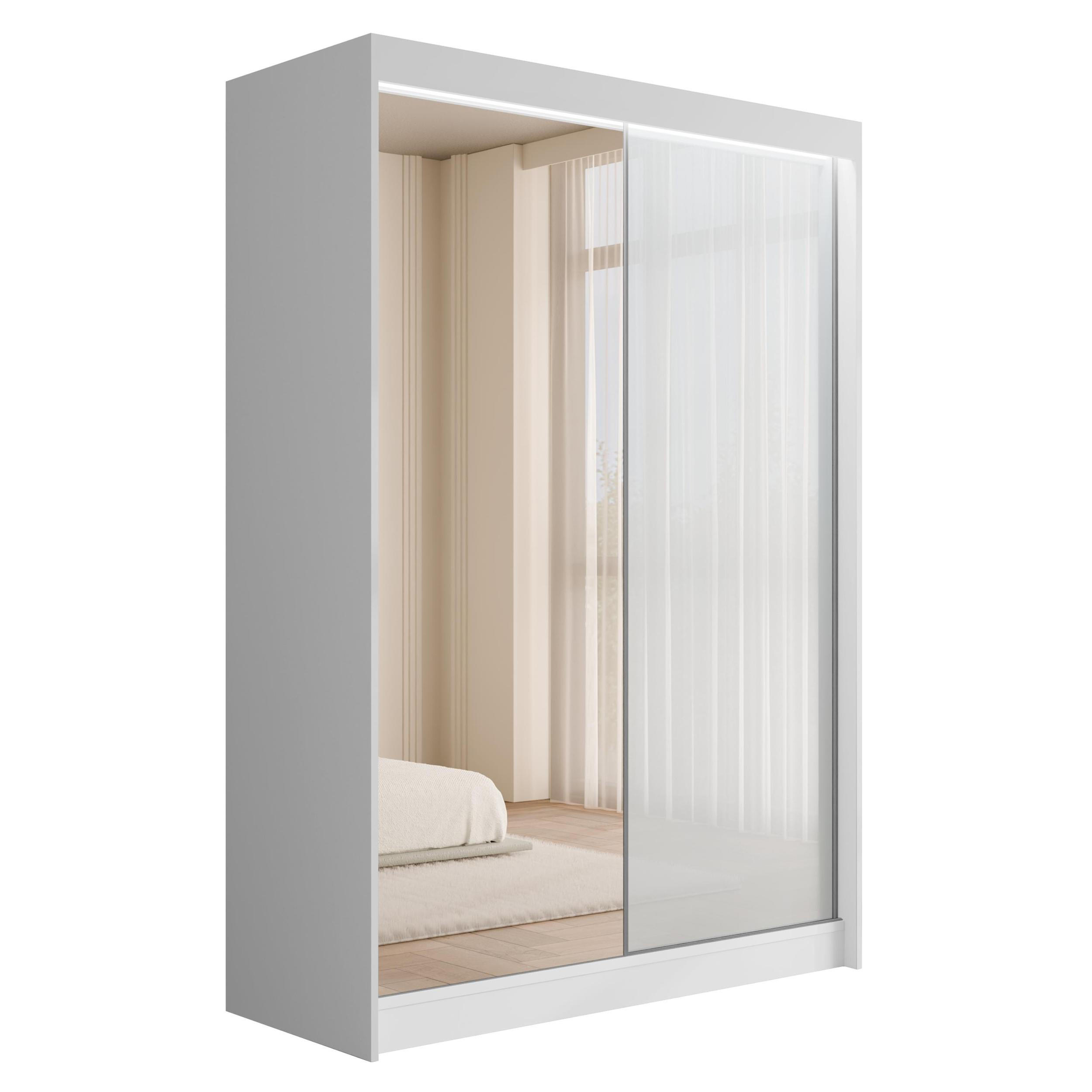 KLEIDERSCHRANK VESLI mit LED - 120 cm - Weiß - Weiß, Holzwerkstoff (120/215/61cm) - ALTDECOR