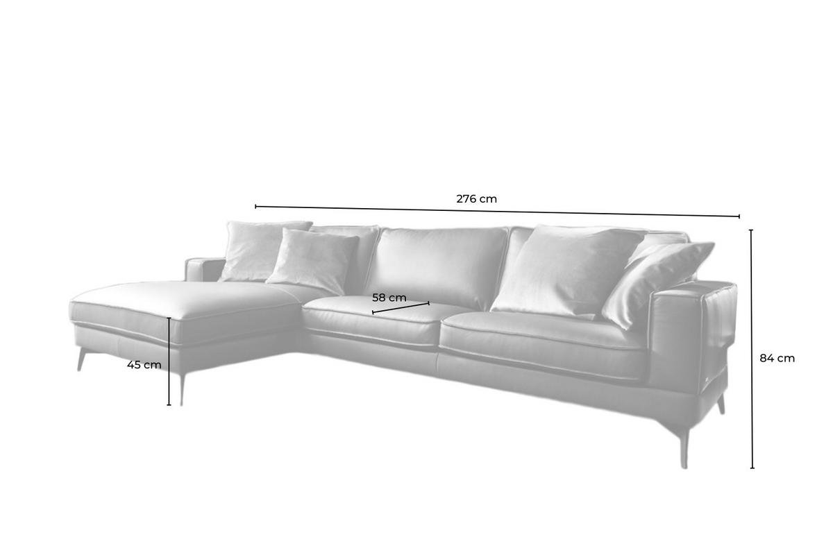 ECKSOFA MIT KOPFSTÜTZE LUGA Anthrazit Leder - Anthrazit/Schwarz, Leder (276/177cm) - KAWOLA