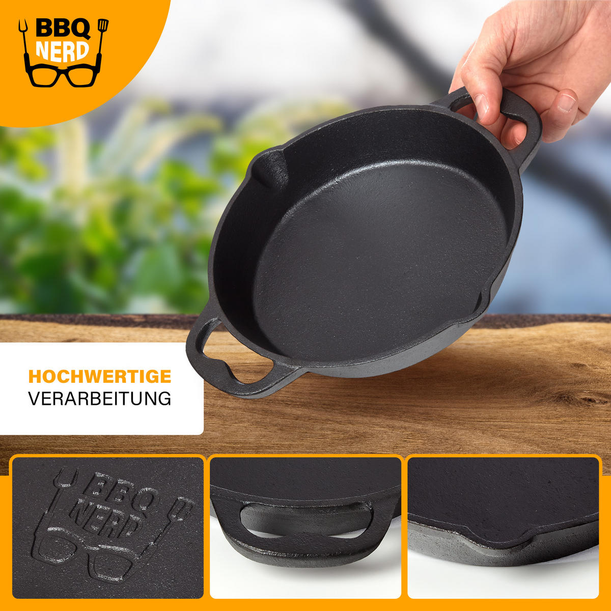 GRILLPFANNE Gusseisen Ø20cm 1650g mit 2 Henkel - Pfanne Gusspfanne - Schwarz, Metall (22.5/5.5/22.5cm) - BBQ Nerd