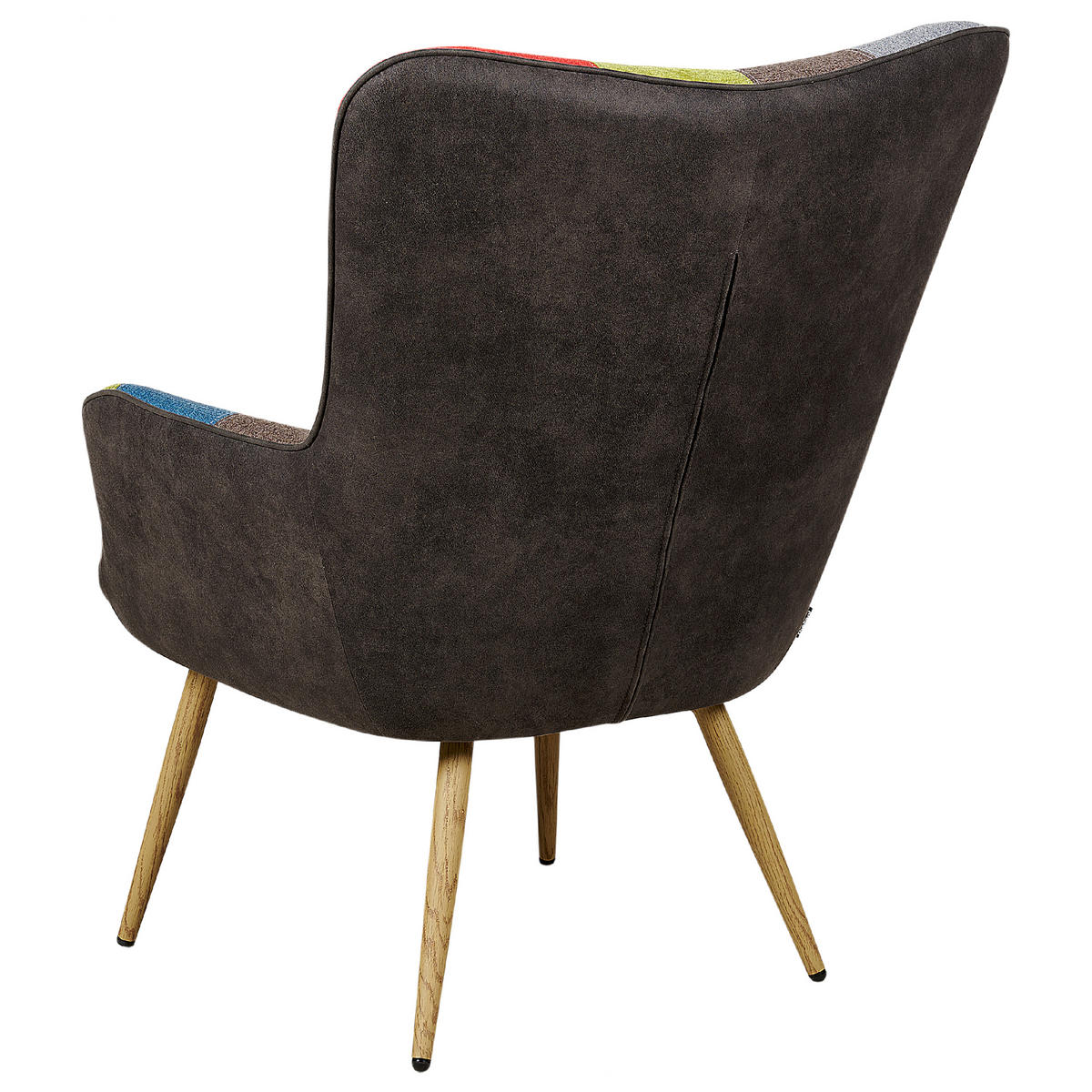 SESSEL Patchwork mehrfarbig mit Hocker Vejle - Blau/Beige, Textil (62/93/78cm) - Beliani