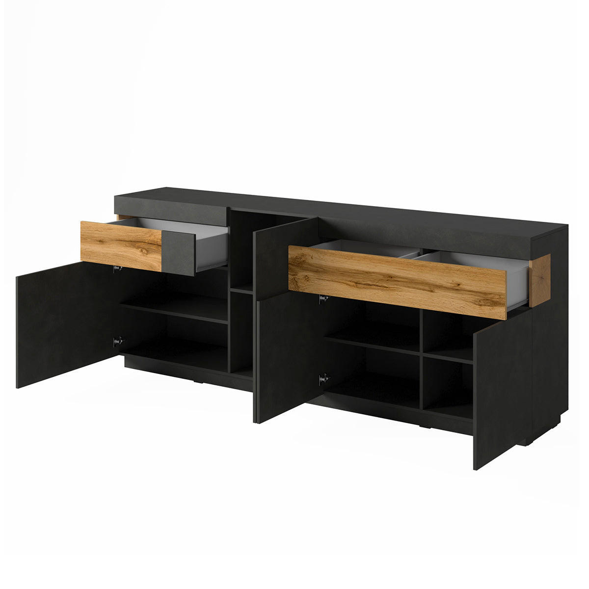 SIDEBOARD Andrea Antracitově šedá a dřevo - šedá, kompozitní dřevo (219/85/40cm) - Petits-meubles