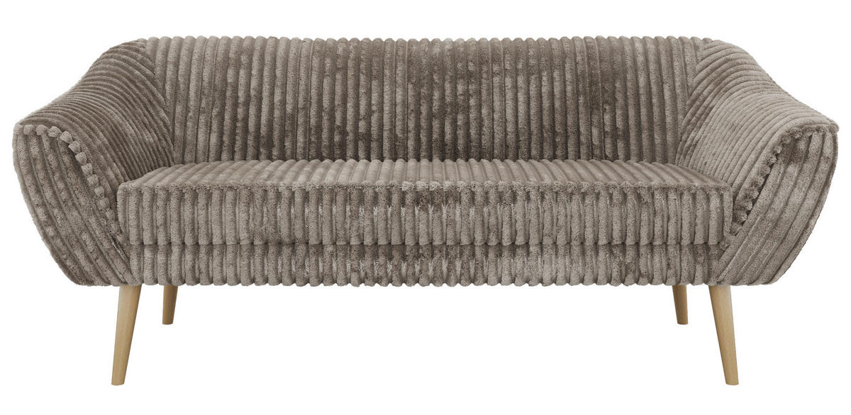 TŘÍMÍSTNÁ POHOVKA PIRS 3 - Světle hnědá Manšestr - Dřevěné nohy - barva buku/světle hnědá, kompozitní dřevo/textil (180/75/74cm) - MKS