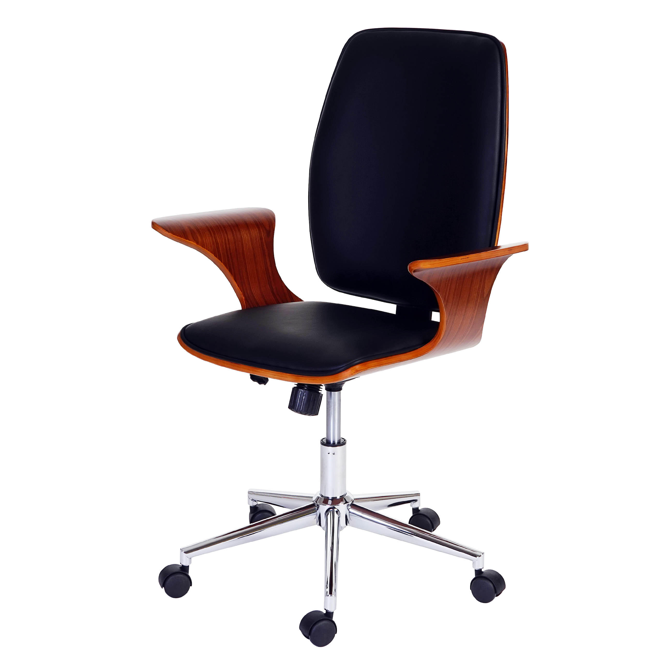 BÜROSTUHL Walnuss Dekor, Schwarz - Walnussfarben/Schwarz, Holz (66/101/67cm) - MCW