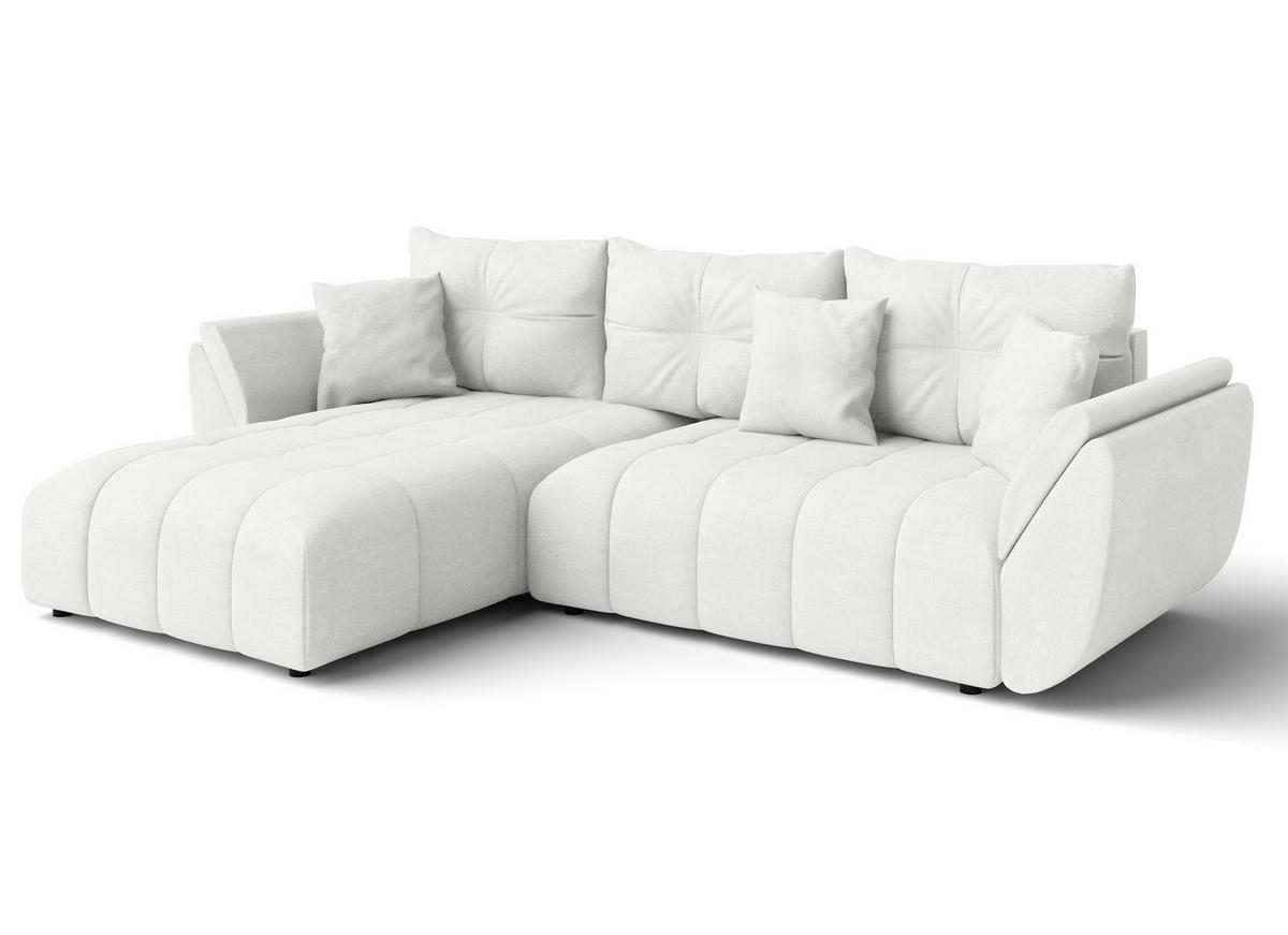 ECKSOFA L Form Verciani Weiß 266/190/91 cm mit Schlaffunktion - Schwarz/Weiß, Kunststoff/Textil (266/190cm) - AX Living
