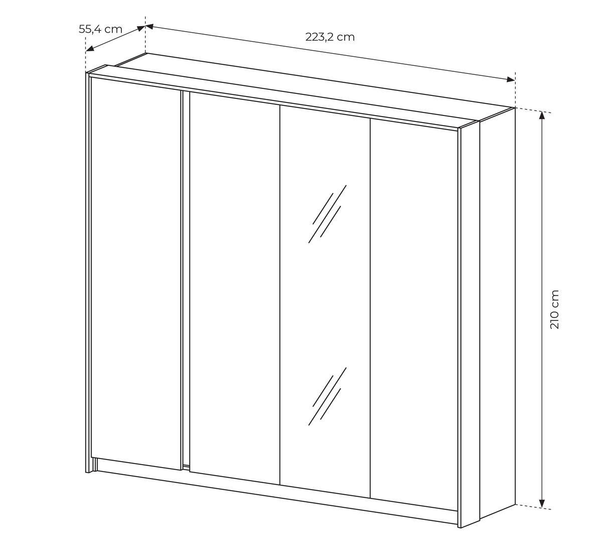 KLEIDERSCHRANK Piemontesia 4T Beige 223,2/210/55,4 cm – mit Push-to-Open-Funktion - Beige, Holzwerkstoff (223.2/210/55.4cm) - AX Living