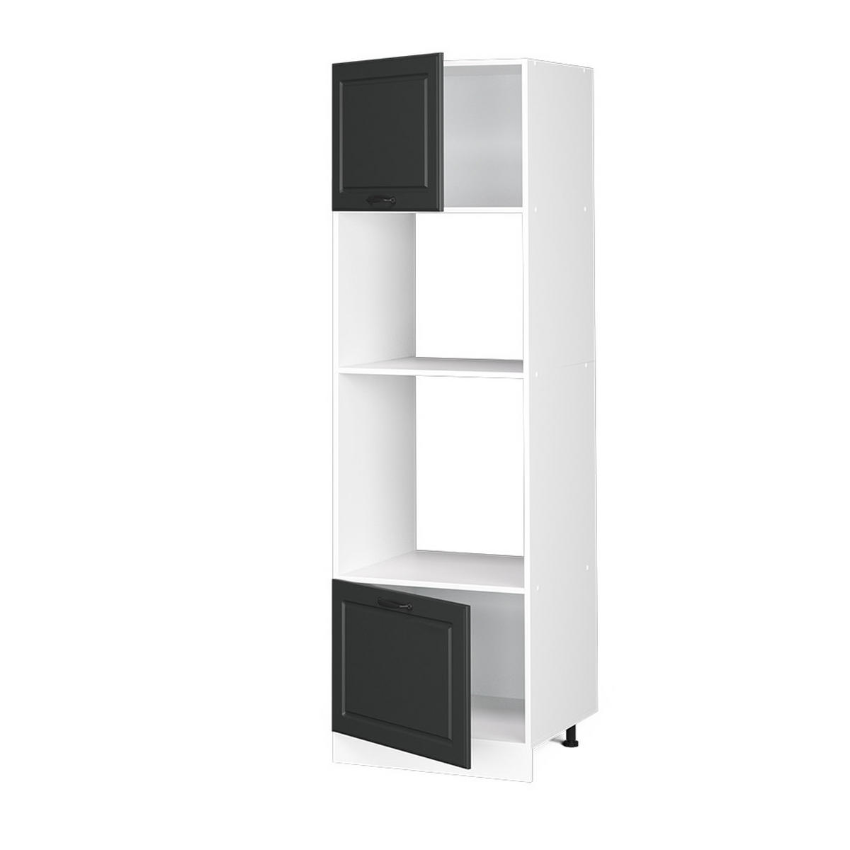 MIKROWELLENSCHRANK R-Line Anthrazit Landhaus 60 cm - Anthrazit/Weiß, Holzwerkstoff (60/206.8/57.2cm) - Vicco