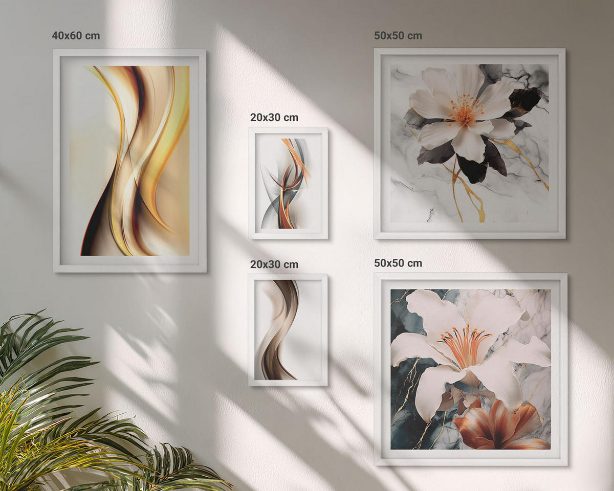 WANDBILDER 5er-Set - 50x50 cm & 20x30 cm & 40x60 cm Weißer Rahmen - Charmante Straßen und Pizza - Weiß, Kunststoff (40/60cm) - ArtPrintCave