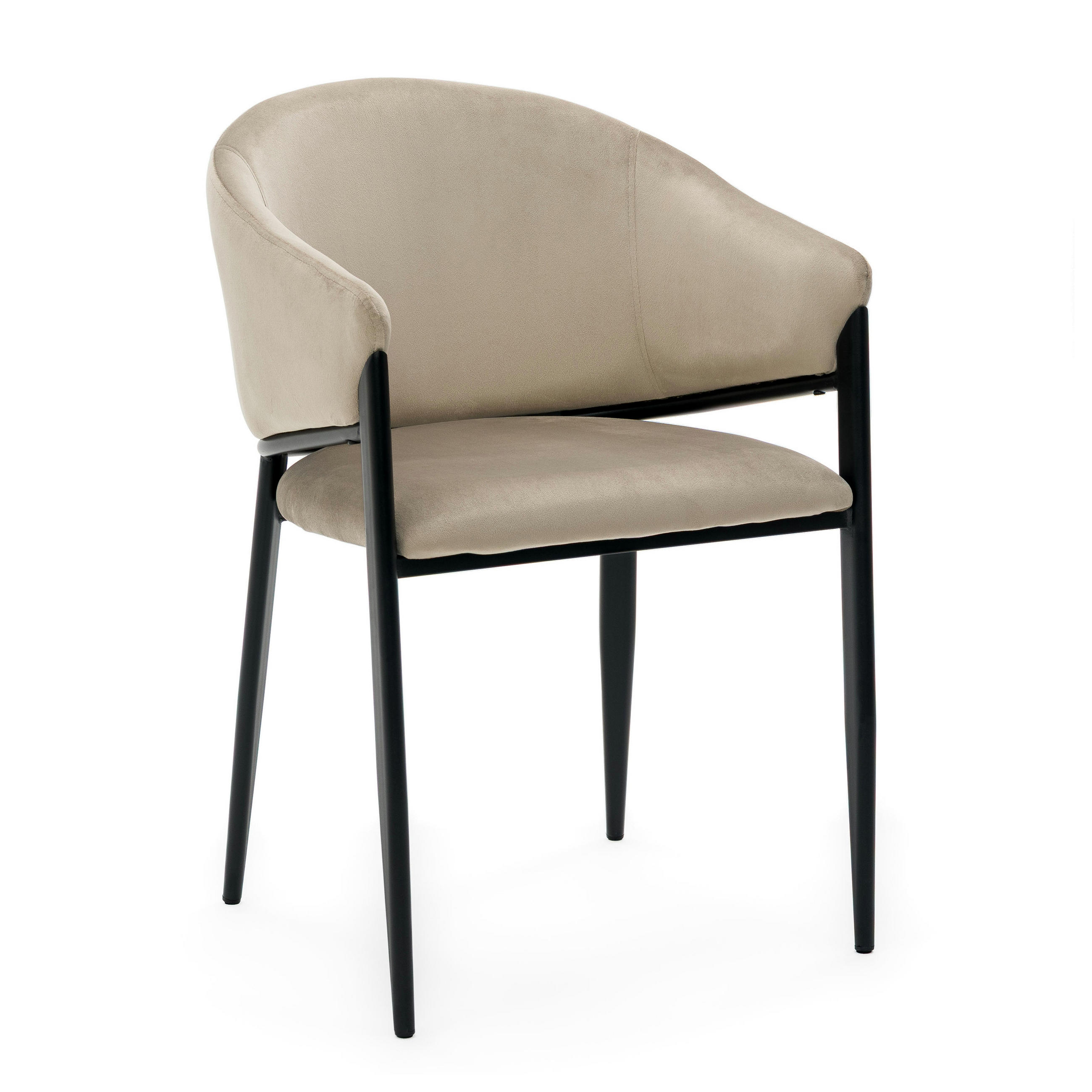 STUHL BUENO gespolsterter - dunkelbeige - Glamour Velour Samt - Beige/Schwarz, Textil/Metall (57/81/59cm) - NEW HOME