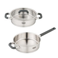 BRATPFANNE SERVIERPFANNE Lugano im 2er SET - Alufarben, Metall - Mulex