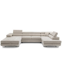 ECKSOFA U-Form WILD U Rechts mit Schlaffunktion 130x260 Chenille Beige - Beige/Silberfarben, Holz/Textil (350/90/203cm) - Muffo