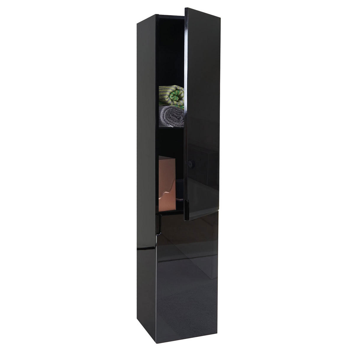 HÄNGESCHRANK Hochglanz Schwarz - Schwarz Hochglanz, Holz (30/150/30cm) - MCW