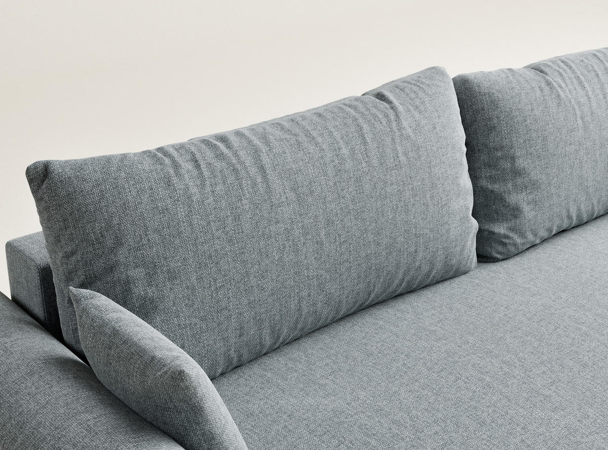 SOFA MIT SCHLAFFUNKTION Toluca Blau grau Webstoff - Blaugrau/Schwarz, Holz/Holzwerkstoff (247/69/104cm) - Maison de Reve