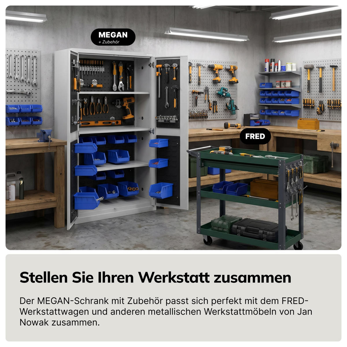 STÜTZFÜSSE für den Schrank MEGAN, 2 Stück, 120 x 80 x 190 mm - Schwarz, Metall (8/12/19cm) - Jan Nowak