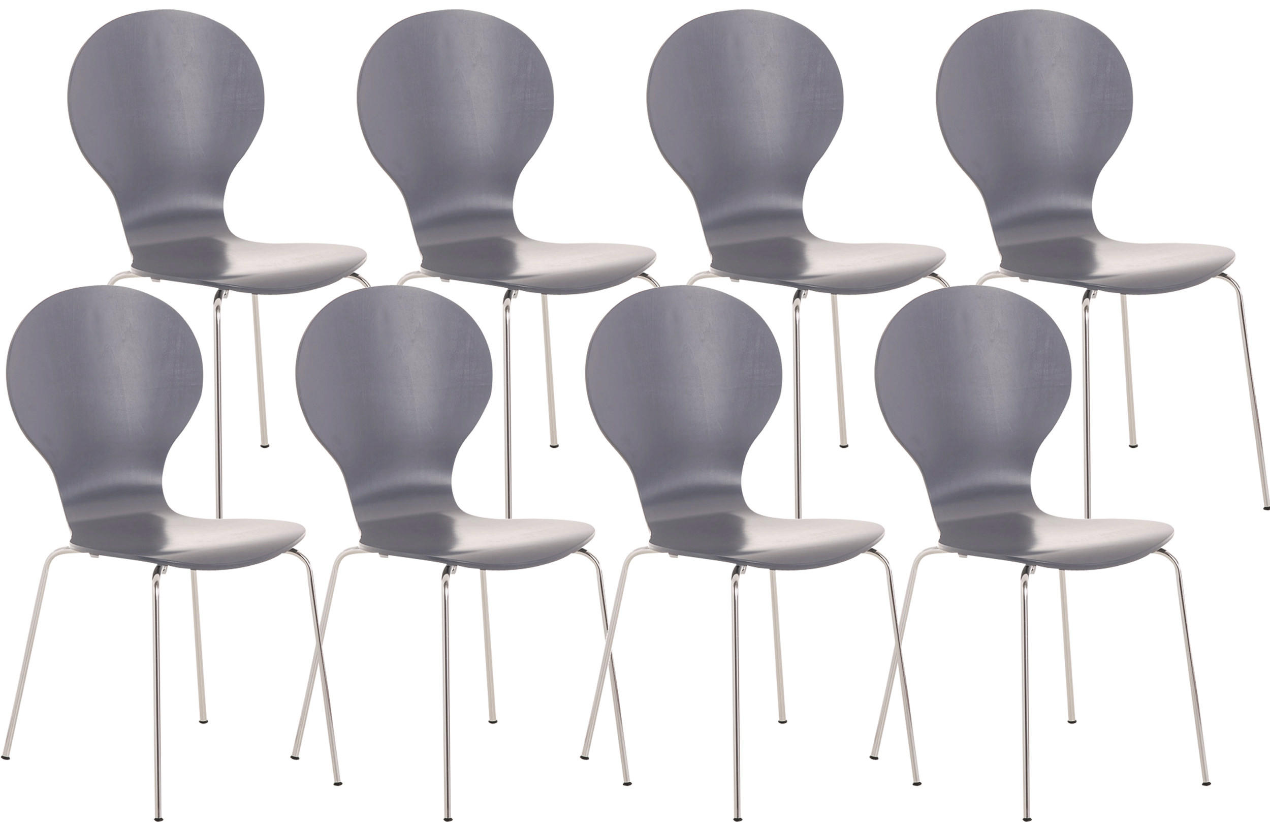 BESUCHERSTUHL 8er Set Holz grau - Grau, Holz/Metall (43/86/45cm) - CLP