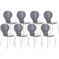 BESUCHERSTUHL 8er Set Holz grau - Grau, Holz/Metall (43/86/45cm) - CLP
