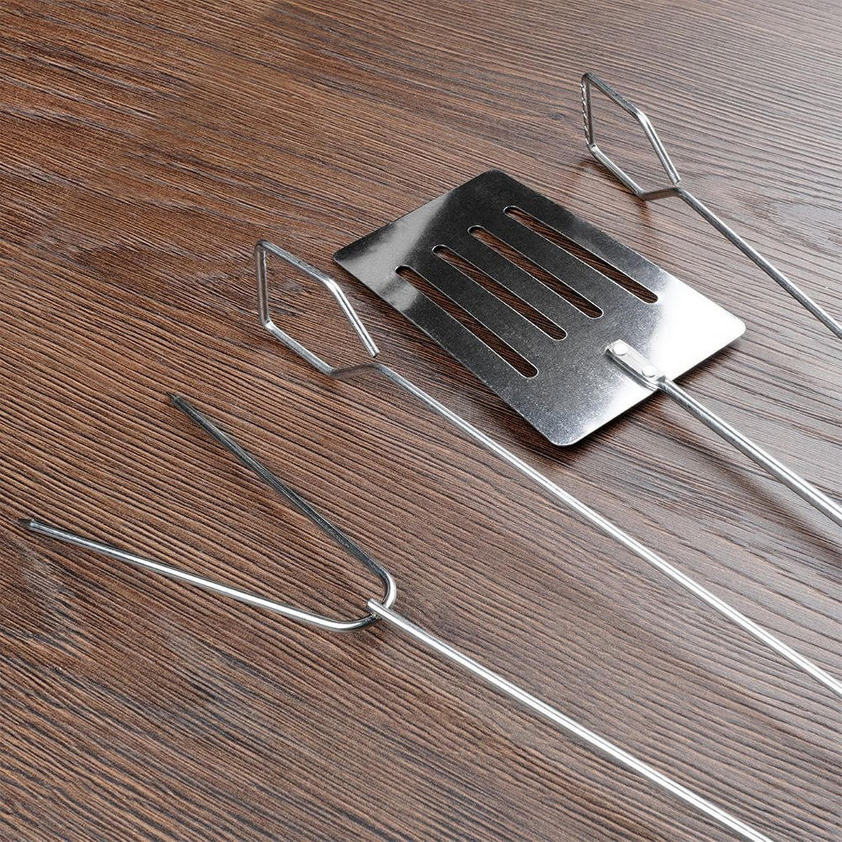 GRILLBESTECK-SET verchromt 3-teilig Silberfarben - Silberfarben, Metall (38cm) - BBQ Collection