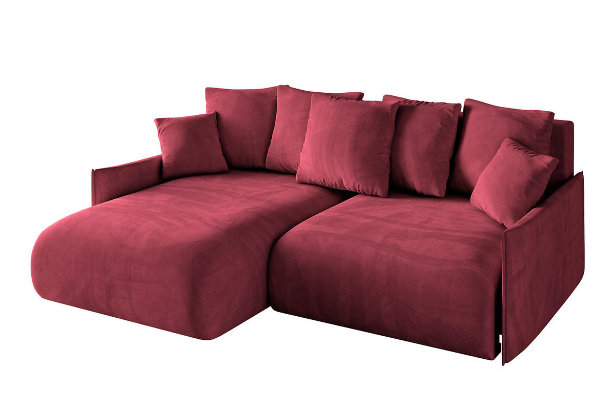 ECKSOFA mit Schlaffunktion und Bettkasten ONESK-L -v1 208x165x40 Bordeauxrot Velours - Bordeaux, Holzwerkstoff/Kunststoff (208/165cm) - ALTDECOR
