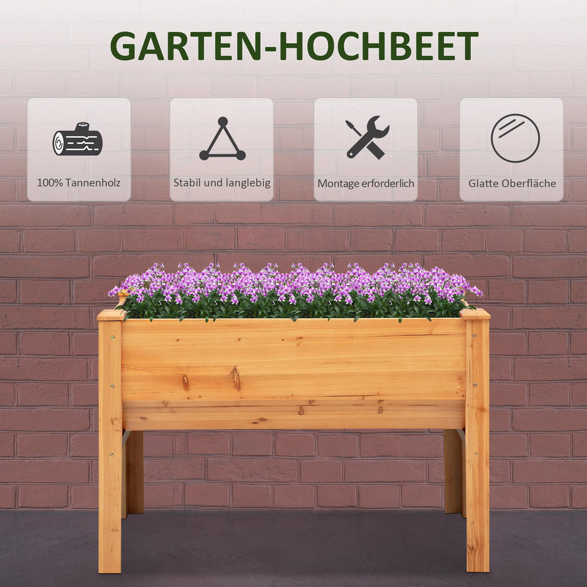 HOCHBEET, Naturholz, Tannenholz, Metall - Naturfarben, Holz (60/81/120cm) - Outsunny