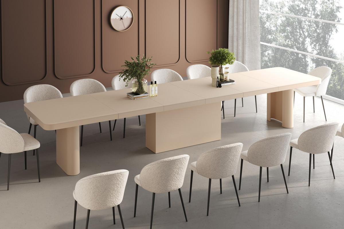 ESSTISCH rechteckig ausziehbar XXL Cappuccino matt 160/100/75 cm - Cappuccino, Holzwerkstoff (100/160/75cm) - designimpex